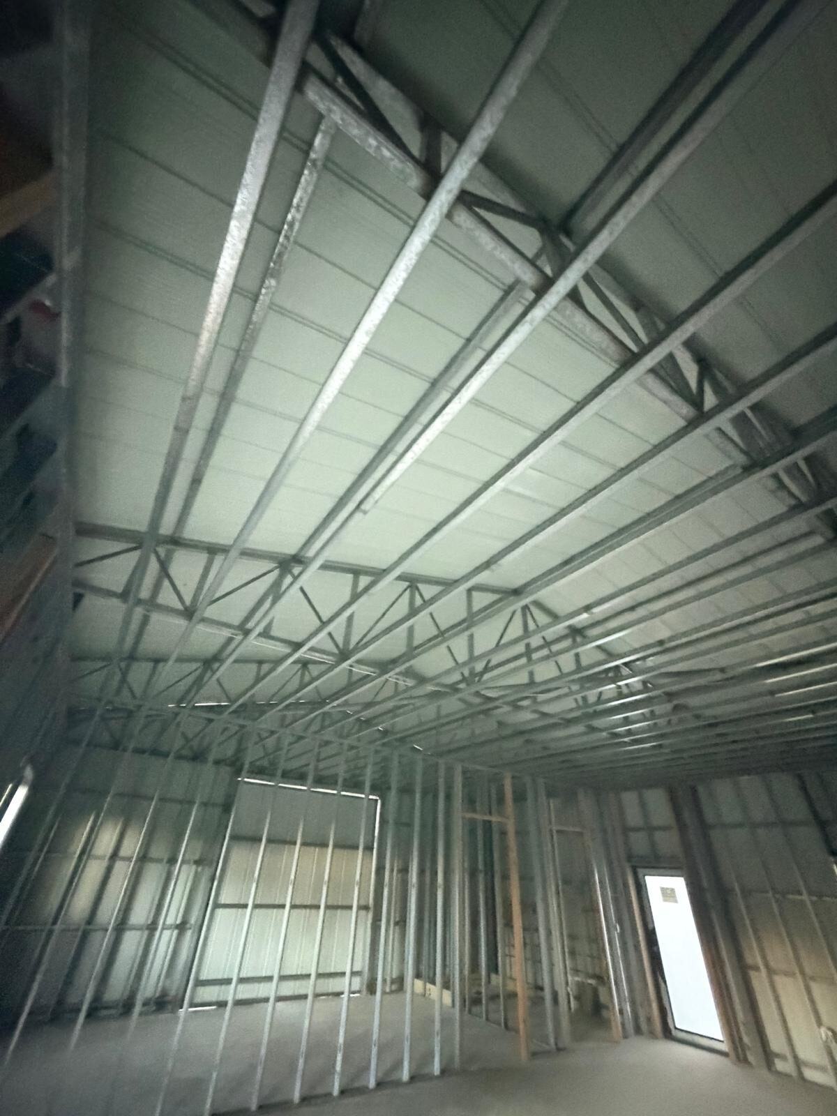 Steel framed hallway under construction