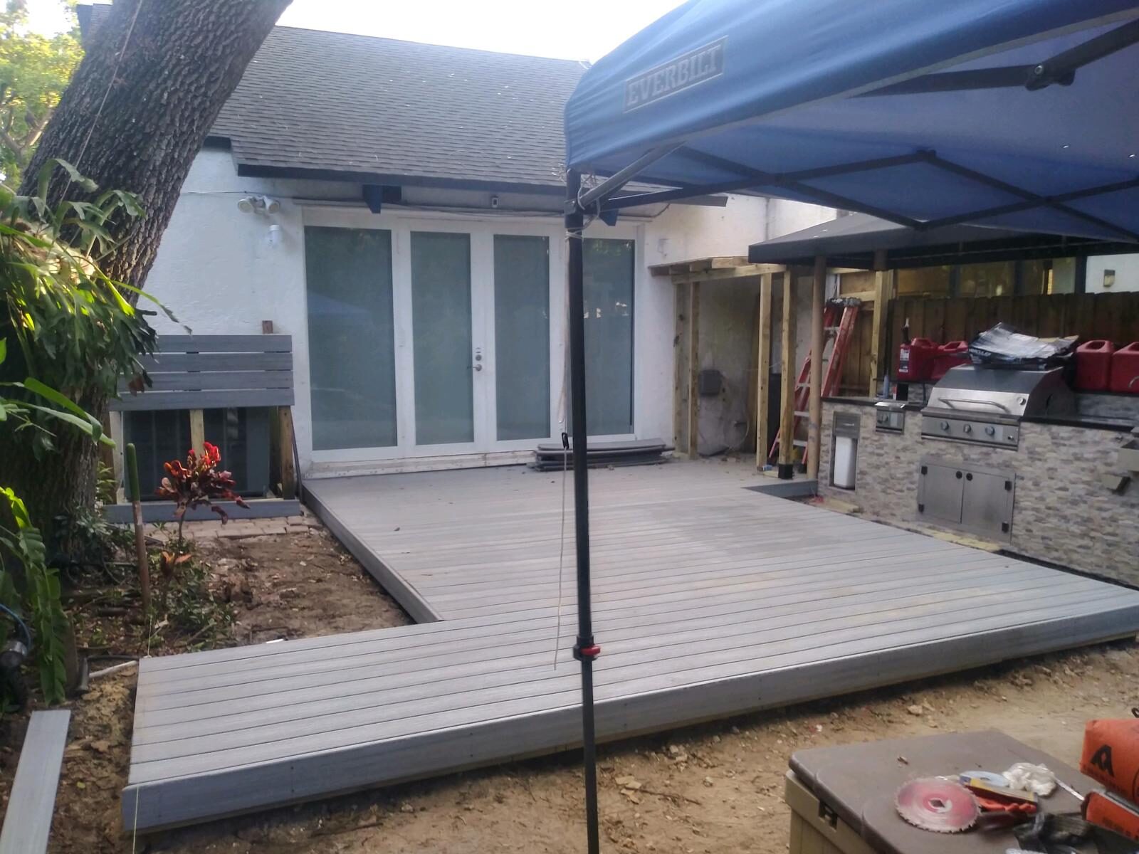 Backyard deck build with outdoor kitchen