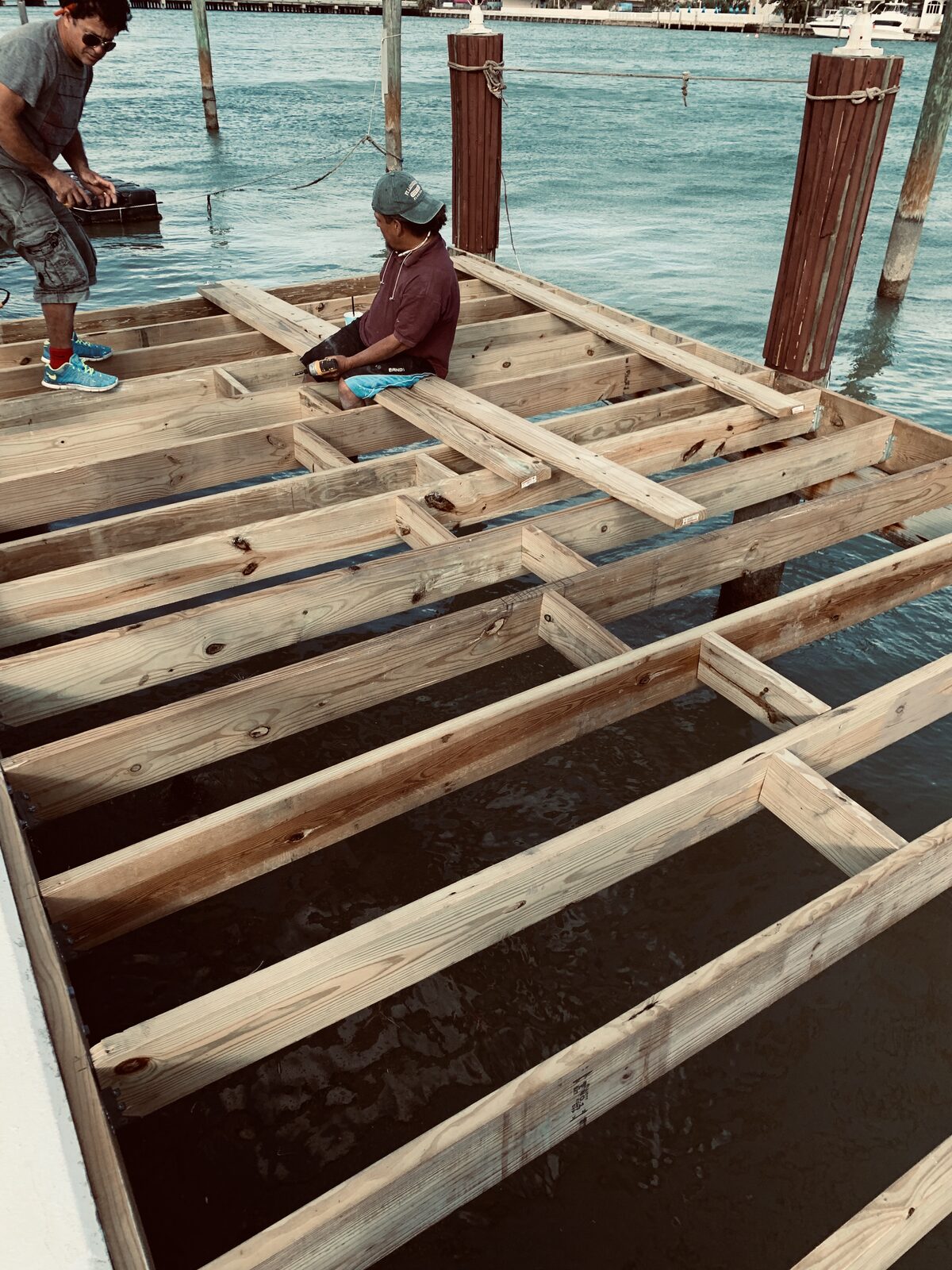 Waterfront dock framing in progress