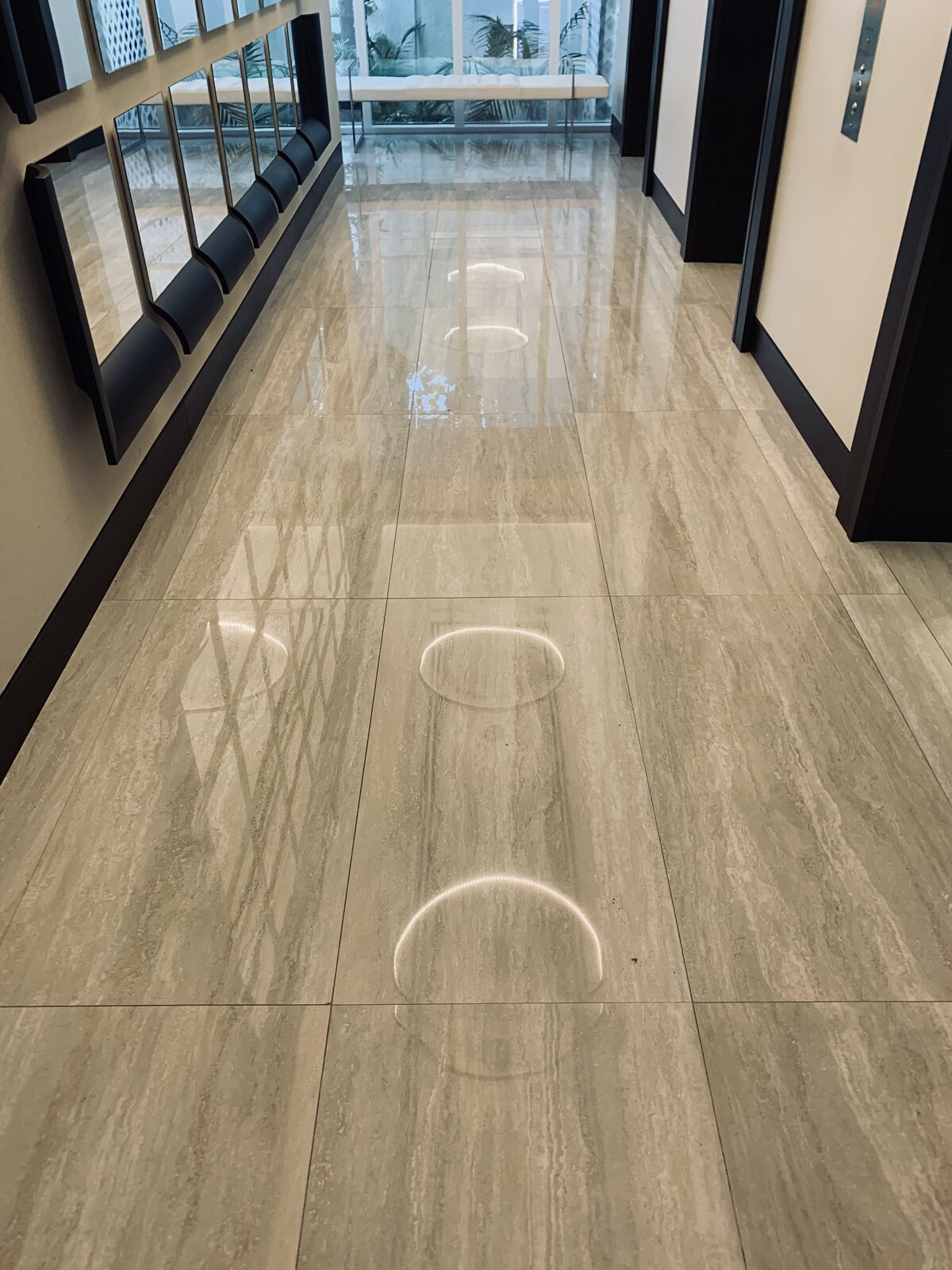 Polished tile floor