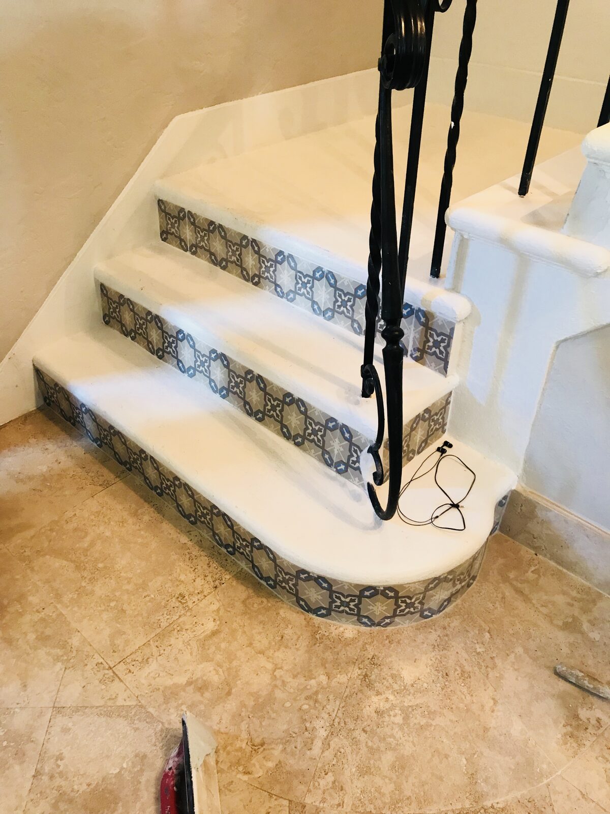 Patterned tile stairs alternate angle