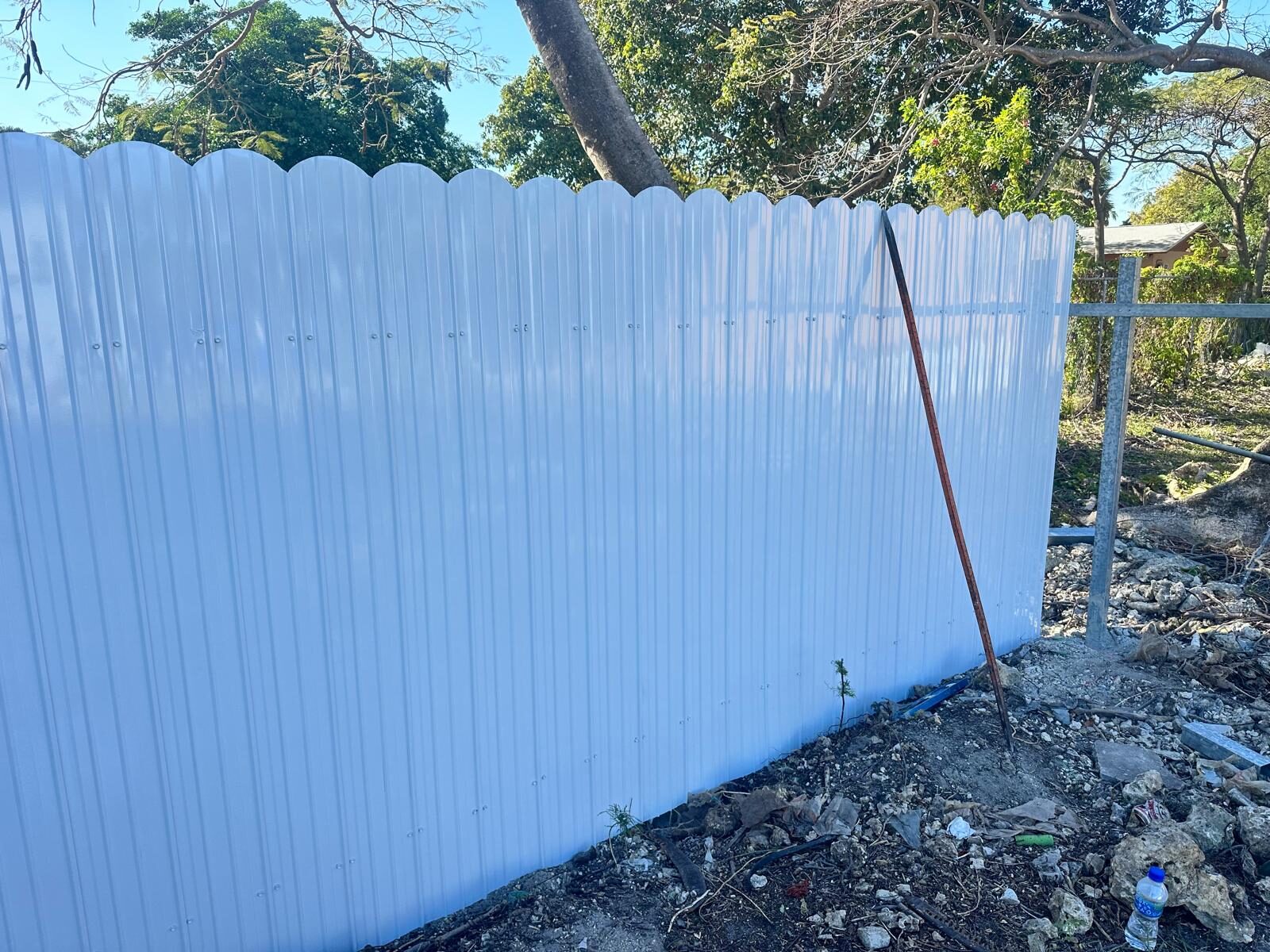 Detailed view of fence panel installation